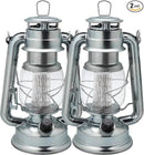 YAKii LED Vintage Lantern Metal Hanging Hurricane 12 LED Dimmer Switch Cold White Battery Operated Power Outage Indoor Camping Lighting Outdoor Brooklyn (Silver 2 Pack) by CozyNest Decor