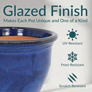 Sunnydaze 18.5" Large Ceramic Plant Pot - Round Outdoor Glazed Ceramic Planter Pot with Drainage - Imperial Blue - Studio by GreenHaven Gardens