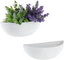 MyGift White Ceramic Wall Planters for Indoor Plants, Half Bowl Hanging Vase, Wall Mounted Succulent Planters, Set of 2 by GreenHaven Gardens