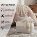 OIAHOMY 65L Blanket Basket, Cotton Rope Woven Blanket storage for Living Room, Rectangle Woven Baskets for Storage, 20''×16''×12'', Black and White by TinyTreasures Baby Boutique