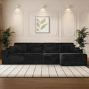 Modular Sectional Sofa Cloud Sectional Couch, 135" Comfy Fluffy L Shaped Black Couches for Living Room, Deep Seat Memory Foam Plush Corduroy Boneless Couch Sectionals with Right Facing Chaise Sofa by CozyNest Decor