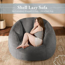 Giant Bean Bag Chaise Lounge Indoor Chair for Adults - Comfy Plush Round Shell Soft Accent Chair, Oversized Cozy Floor Sofa for Living Room, Bedroom & Game Rooms, Gray by CozyNest Decor