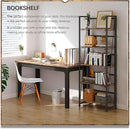 4NM No Assembly Foldable Bookshelf, 5-Shelf Collapsible Bookcase Storage for Small Spaces, 62.2" H, Rustic Brown and Black by CozyNest Decor