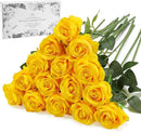 Yellow Fake Roses Artificial Flowers - 16 Pcs Fake Artificial Roses Silk Flowers with Stems for Home Wedding Hotel Office Centerpiece Decor by CozyNest Decor