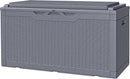 JUMMICO 100 Gallon Resin Deck Box with Cushion, Waterproof Outdoor Storage Box with Lockable Lid for Garden Tools, Patio Cushions (Gray) by CozyNest Decor