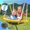 Sportspower Starlight Metal Swing Set with 2 LED Light-Up Swings, Saucer Swing & 5ft Slide – Outdoor Kids Playset with Sturdy Frame and Safety Features by TinyTreasures Baby Boutique