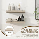 16 Inch Floating Shelves, 3D Textured Wood Grain, 16"x9.25"x1.5" Inch Deep Floating Shelves for Wall, Wooden Shelves for Bathroom, Bedroom, Living Room, Vintage White Oak by CozyNest Decor