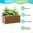 FENCY Large Metal Planter, Large Rectangular Planters for Outdoor Plants, Tall Outdoor Planters for Porch Patio, 38" L x 15" W x 16.3" H Brown Metal Planter with Drainage Hole by CozyNest Decor