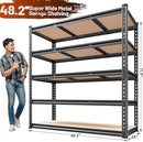 REIBII 48.2" W Garage Shelving, Storage Shelves Load 3000LBS, Adjustable Garage Shelving Heavy Duty for Pantry, Basement, Warehouse, 48.2" W X 71.9" H X 24" D, Black by CozyNest Decor