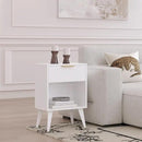 Fluted Night Stand with Opening Storage,Mid Century Bedside Table with Drawer,Modern Nightstand with Solid Wood Legs,End Table Side Table for Living Room,Bedroom,White CTG56W by CozyNest Decor