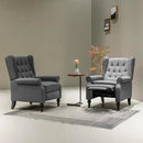 Mid Century Wingback Recliner Chair for Adults, Modern Linen Fabric Push Back Recliner Chairs with Button Tufted Upholstered Back & Footrest, Manual Recliner Chais for Living Room, Nursery, Gray by CozyNest Decor