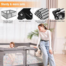Foldable Baby Playpen with Gate, Extra Large Collapsible Play Yard for Babies & Toddlers, Portable Travel Play Pen with Fence, Safe Activity Center for Indoor & Outdoor Use (59"×71" Grey) by TinyTreasures Baby Boutique
