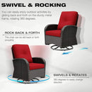 Joyside 5 Piece Patio Furniture Set, Outdoor Swivel Chair Sets with Thick Cushion and Ottoman, Wicker Patio Conversation Set for Porch, Deck Use (Brown/Red, 5 PCS) by GreenHaven Gardens