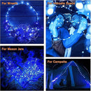 QITONG 4 Pack Solar Fairy Lights Blue, Each 33ft 100 LED String Lights Outdoor Waterproof, 8 Modes Blue Solar Lights for Outside Tree Garden Pool Wedding Party Christmas by GreenHaven Gardens