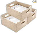 Welaxy Storage Baskets Collapsible Felt Storage bin Foldable Shelf Drawers Organizers for Kids Toys pet Toy magazine Books Clothes Closet Cabinet decluttering (Oatmeal x 3) by TinyTreasures Baby Boutique