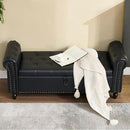 Furniliving 55” End of Bed Bench, Bedroom Bench with Button-Tufted, Large Upholstered Storage Ottoman Benches Entryway Bench with Storage Shoe Cabinet Bench, for Bedroom, Living Room, PU, Black by CozyNest Decor