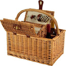 Picnic at Ascot Vineyard Willow Picnic Basket with service for 2 - London Plaid by GreenHaven Gardens