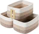 Small Storage Baskets for Organizing | Closet Organizer Bins | Shelf Toy Basket | Woven Rope Baskets | Cube Decorative Box | Shallow Basket |11.5x7.5x4.7”| 3 Packs Gradient Brown by GreenHaven Gardens
