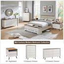 RedLemon 24" Nightstand Set of 2 with Charger Station, Mid Century Modern Fluted End Table with 2 Drawers，Wooden Side Table with Open Cubby Storage for Living Room, Bedroom, Office (Antuique White) by CozyNest Decor