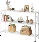 Hoctieon White Industrial Console Table, 3 Tier Entryway Tables, Hallway Desk, Narrow Sofa Tables with Shelves, Entrance Table for Entryway, Living Room, Foyer, Hallway, Office, White by CozyNest Decor