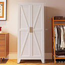 71'' Farmhouse Metal Storage Cabinet with Barn Doors,Steel File Cabinet for Home Office,Kitchen Pantry 4 Adjustable Shelves,Freestanding Cupboard for Kitchen,for Home Office,School (White) by CozyNest Decor