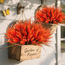 Geegoods Artificial Plants Flowers Outdoor – Faux Lavender Flowers with Monkey Grass UV Resistant Plastic Faux Plants for Garden Porch Window Patio Hanging Planter Home Decor (Autumn-red, 48PCS) by CozyNest Decor