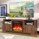 Fireplace TV Stand for Television up to 80 Inch,Entertainment Center with Adjustable Shelf,Mid-Century Modern Fluted TV Stand with 23" Electric Fireplace,Media Console for Living Room,Bedroom by CozyNest Decor