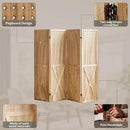 4 Panel Pegboard Wood Room Divider, 5.6Ft Pegboard Display Folding Privacy Screens, Peg Board Display Freestanding for Trade Show Craft Show Home Wall Organizer, Light Brown by CozyNest Decor