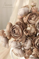 Floroom Ranunculus Artificial Flowers 18 Pcs Taupe Brown Faux Silk Mini Ranunculus Bulk Fake Wedding Filler Flowers for DIY Bouquets, Centerpieces, Bridal Shower Decorations & Arrangements by CozyNest Decor