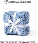 YnM Chunky Throw Blanket, Medium-Weight, Hand Knitted, Skin Friendly, Ventilated and Breathable, Machine Washable, Home Décor Piece for Couch, Sofa and Bed (Cerulean Blue, 50x70 Inch) by CozyNest Decor