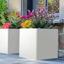 White Steel Square Planter 24" L x 24" W x 25" H,Cube Heavy Duty Flower Pot for Outdoor Plants with Drainage Holes,Metal Planter Box for Indoor and Outdoor All-Weather Use by CozyNest Decor