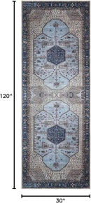 Keen Home Design 2x10 Rug - Machine Washable Runner Rug with Non-Slip Backing, Ideal for Hallway, Entryway, Kitchen, Laundry Room - Vintage, Easy Clean, Durable, Low Pile - (2'6" x 10') by CozyNest Decor