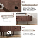 55" Mid Century TV Stand, Fluted TV Stand Fits 32" to 60" TVs. Wood Entertainment Center for Living Room, Farmhouse Modern TV and Media Console Table with Storage, Curved Edge and Sliding Door, Walnut by CozyNest Decor