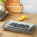 famiware Serving Platter, Rectangular 15.67/14.1/12.6inch Serving Dishes for Entertaining, Reactive Glaze, Stoneware Serving Trays for Party, Food, Turkey, Snack, Cheese, Ocean Series, Grey by CozyNest Decor