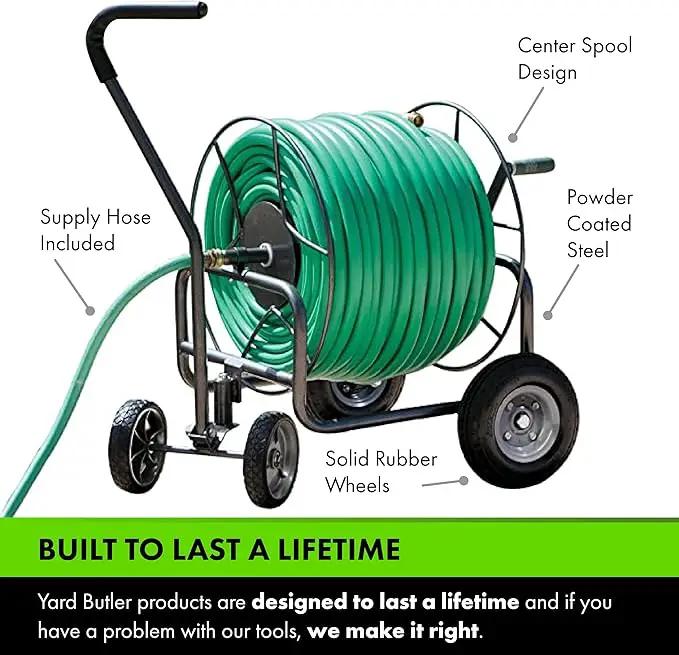 Yard Butler Hose Reel Cart - Heavy Duty Metal with Wheels for Gardens, Lawns, and Outdoor Use, 400 ft, photo 5 of 7
