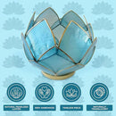 Blooming Lotus Capiz Shell Tealight Candle Holder, Handcrafted Decorative Tea Light Candleholder with Translucent Flower Petals for Ambient Illumination and Natural Elegance, Aquamarine by CozyNest Decor