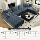 157.5" Cloud Couch Oversized Modular Sectional Sofa for Living Room,Modern Sofa with Deep Seat，U-Shape Boneless Couch with 2 Ottoman,Comfy Upholstered Couches for Apartment, Studio, Office,Blue by CozyNest Decor