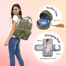 Dikaslon Diaper Bag Backpack with Portable Changing Pad, Pacifier Case and Stroller Straps, Large Unisex Baby Bags for Boys Girls, Multipurpose Travel Back Pack Moms Dads, Green by TinyTreasures Baby Boutique