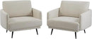 Oversized Accent Chair Set of 2 for Living Room Chairs Reading Arm Chair Comfy Modern Single Sofa Side Chairs with Metal Legs & Soft Cushion for Bedroom, Balcony,Waiting Room (Chenille, Oatmeal) by CozyNest Decor