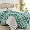 NEWCOSPLAY Faux Fur Queen Blanket Sage Green Bubble Blanket Thick Warm Soft for Couch Sofa Bed 550GSM (New Sage Green, Queen(90"x90")) by CozyNest Decor