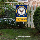 WinCraft Navy Veteran Garden Flag with Stand Holder by GreenHaven Gardens
