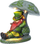 Roman Garden - LED Leprechaun Sleeping Under Mushroom Garden Statue, 10" H, Irish Collection, Resin and Stone, Decorative, Garden Gift, Home Outdoor Decor, Durable, Long Lasting by GreenHaven Gardens
