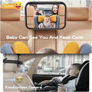 Baby Car Mirror, Stretchable 360° Caring Baby Mirror for Car Seat Rear Facing Seat Infant Shatterproof, Baby Essentials for Newborn, Crash Tested and Certified by TinyTreasures Baby Boutique