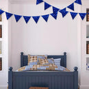 pinkblume Royal Blue Decorations Double Sided Sequin Navy Blue Fabric Triangle Pennant Banner Flag Bunting Garland for Blue Nautical Ahoy Achor Theme Nursery Classroom Home Bedroom Wall Decor by GreenHaven Gardens
