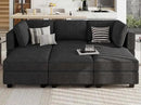 Belffin Terry Fabric Modular Sectional Sleeper Sofa Bed with Storage Convertible Sectional Couches for Living Room 6 Seaters Black Modular Sofa by CozyNest Decor