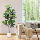 Artificial Fiddle Leaf Tree, 5ft Faux Plant Fake Ficus Lyrata Silk Trees with White Planter, Artificial Fig Trees Floor Plants for House Office Living Room Indoor Home Decor, Housewarming Gift by CozyNest Decor