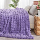 Lotus Karen Faux Fur Throw Blanket Purple - Big Bubble Rabbit Fluff Blanket for Couch Bed Sofa,Softest Fluffy Fuzzy Cozy Blanket,Thick Furry Plush Shaggy Warm Blankets for Women,90x90 Inches by CozyNest Decor