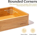 SMIRLY 3-Piece Bamboo Kitchen Drawer Organizer Set for Large and Small Utensils, Multi-use Storage Box - Bathroom, Nightstand, Jewelry, Cutlery, Knife, Spice, Towel, Junk Drawer Tray by CozyNest Decor