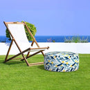 LVTXIII Outdoor/Indoor Inflatable Stool Ottoman, All Weather Patio Footrest Pouf, Portable Round Ottoman for Patio Garden, Camping or Home, D21xH9 Inches, Blue Leaves by CozyNest Decor