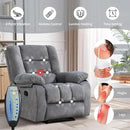 Massage Recliner Chair with Heat and Massage, Soft Fabric Ergonomic Manual Reclining Chairs, Heavy Duty Reclining Sofa Chair with Side Pockets for Living Room (Light Grey) by CozyNest Decor